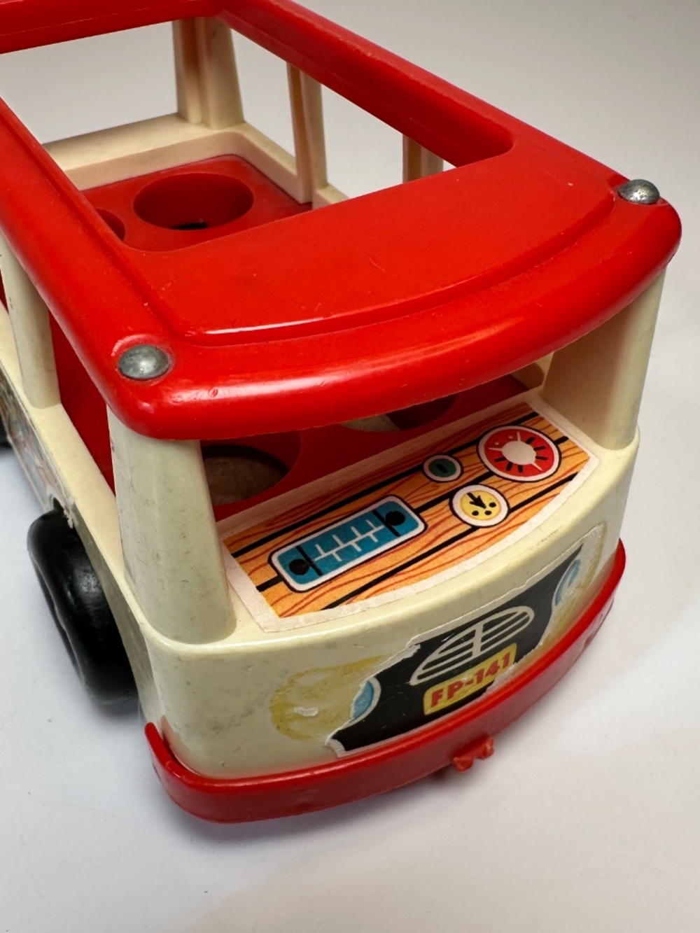 Vintage Fisher Price Mini Bus FP-141 1969 Little People Toy Red White USA - Picture 8 of 11